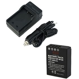 EZOPower Digital Camera Replacement NP-W126 Battery 1200mAh EZCBA27 + Travel Charger with Car Adapter for Fujifilm FinePix X-E1, X-Pro1, FinePix HS30EXR, HS33EXR