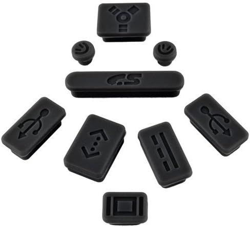 aBanyan 9-pieces Anti Dust Plug Cover for Apple MacBook Pro Air 11 13 15 17 Inch (Black)
