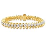 1 Carat Diamond Heavy Swirl Bracelet in 14K Gold