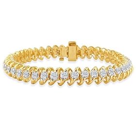 1 Carat Diamond Heavy Swirl Bracelet in 14K Gold