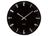 Karlsson KA4912 Wanduhr XL Slim Index schwarz Glas mit Spiegelkante