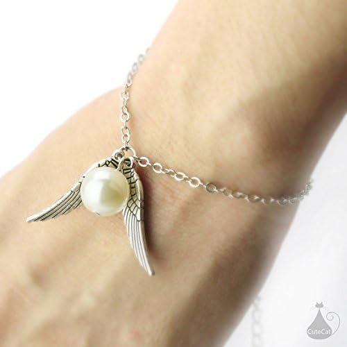 Harry Potter Golden Snitch Pendant Necklace Wings Chain Gift (18 Inches) (A Style Bracelet)