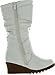 JJF Shoes Pure65 Kids Fashion Slouch Buckles Mid-Calf Zipper Wedge Heel Boots