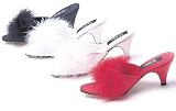Phoebe, 2.5 Inch Maribou Feather Kitten Bedroom Slippers in 4 Colors, by Ellie Shoes