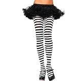 PlusSizeQueenOpaqueStripeTightsinBlack/White3X/4X