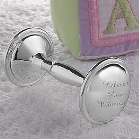 Personalized Silver Plated Baby Rattle