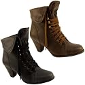 Womens Heeled Military Lace Up Boots