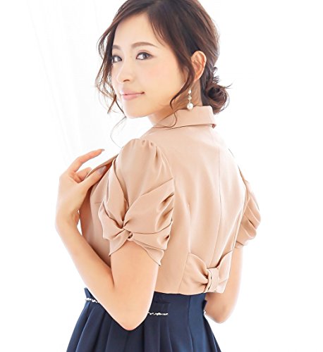 (ガール) GIRL 大人 上品 後ろ リボン ボレロ レディース 半袖 パフスリーブ パーティ ジャケット 大きい サイズ フォーマル 成人式 結婚式 披露宴 二次会 シンプル きれいめ バックリボン ka-ca-150