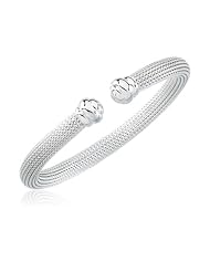 Mesh Cuff Bracelet in Silver