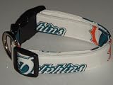 NFL Miami Dolphins Football Dog Collar White Large 1"