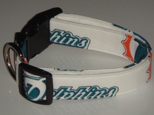 NFL Miami Dolphins Football Dog Collar White X-Small 3/4