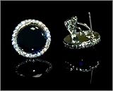 Neoglory Stud Earrings - Black Ball Circled by Rhinestone, Stud Post Earrings, Jewelry Gift Ideas