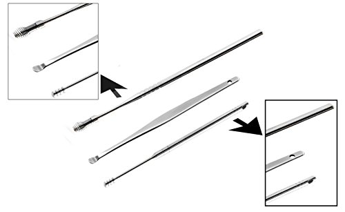 Beauty Samrt Professional Earpick Curette Wax Removal Remover Cleaner kits (silver)