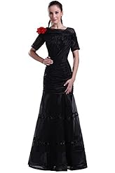 Charmeuse/Organza/Tulle Short Sleeves Evening Dress 