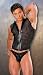 Men's Leather and Fishnet Tank Front Zipper Opening Fishnet Back Sizes: Small, Medium, Large or X-Large Shown with Y2L-24-800 Thong