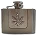 2 oz Stainless Steal Marijuana Pot Leaf Flask