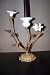 Victorian Fancy Porcelain Flower & Gold Leafed Metal Taper Candle Holder