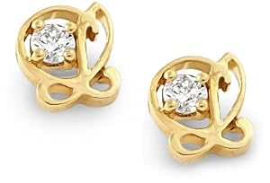 Oak Fine Jewellery L is For Love 18ct Gold Vermeil 0.20ct Diamond Studs.