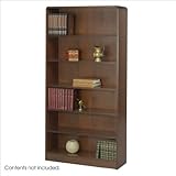 6-Shelf Radius-Edge Veneer Bookcase- Walnut - BOOKCSE RAD CNR 72H WAL - Safco 1525WL