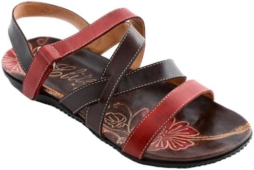 Corkys Elite Womens Leather Okaloosa Sandals (Red &amp; Brown, Size 9)