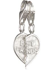 VINANI brand Germany 925 Sterling Silver Charm Pendant Heart separable Inscription "BEST FRIENDS" HHBF