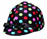 Equestrian Riding Helmet Cover - Black Polka Dots