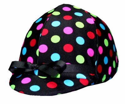 Equestrian Riding Helmet Cover - Black Polka Dots