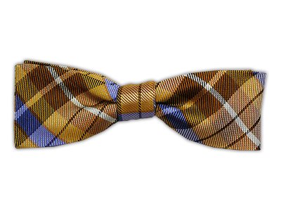 100% Silk Woven Totally Tartan Gold Self-Tie Slim Bow Tie