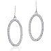 Dainty Splendor: Sterling Silver Oval Dangling Fishhook Earrings with CZ Diamonds