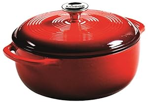 Lodge Color EC4D43 Enameled Cast Iron Dutch Oven, Island Spice Red, 4.5-Quart