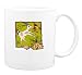 Mug with art, goat, straw, bird, house