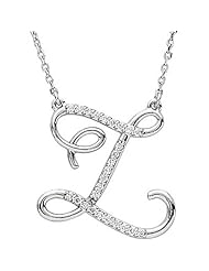 14K White Gold Diamond Initial Necklace "Z" -- LIFETIME WARRANTY