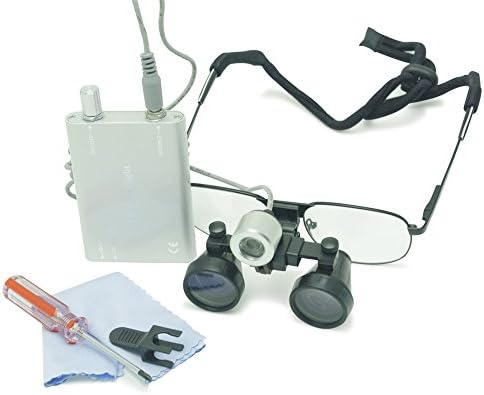 Dental Surgical Optical Spectacles Binocular Loupes 3.5X Amplification 360-460mm Working Distance + Powerful LED Headlight Lamp