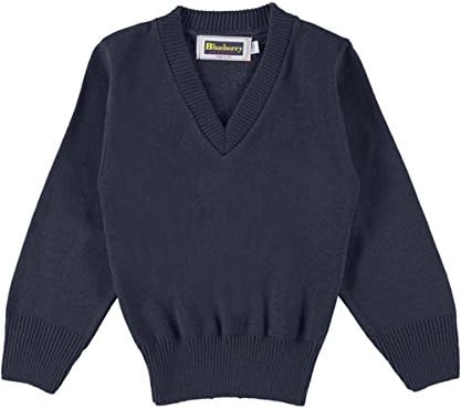 Blueberry Knitting V-Neck Unisex Sweater - navy, 16