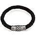 Silver Clasp Black Leather Bracelet by Seven London