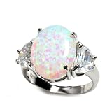 Sterling Silver Lab Opal Ring - 16mm Face Height - Sizes: 5-10