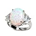 Sterling Silver Lab Created Opal Ring - 16mm Face Height - Sizes: 5-10