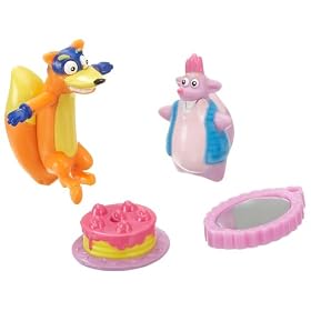 Click here to buy Dora the Explorer Mini Poseable Figure 2-Pack Swiper and Tico.