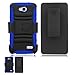 LG Optimus L70 (MS323) Black And Blue Hardcore Hybrid Kickstand Case + Holster Combo