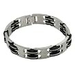 Stainless Steel Link Bracelet with Rubber & Silver Link