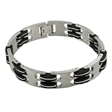 Stainless Steel Link Bracelet with Rubber & Silver Link