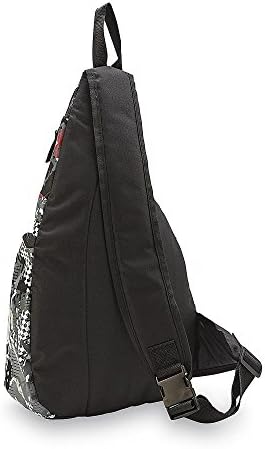 Sk8er Club Crossbody Sling Backpack, Sport School Travel Skate Bag - Gray Black & Red Skateboarder Pattern