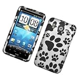 White with Dog Paws Design Rubberized Snap on Hard Skin Shell Protector Cov ....