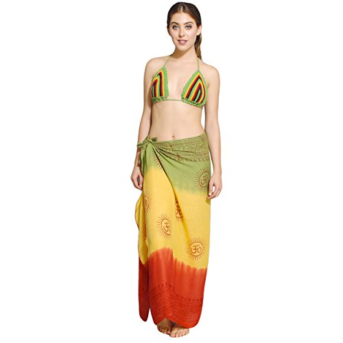 Women's Om Mantra Rasta Sarong Beach Wrap Cover Up