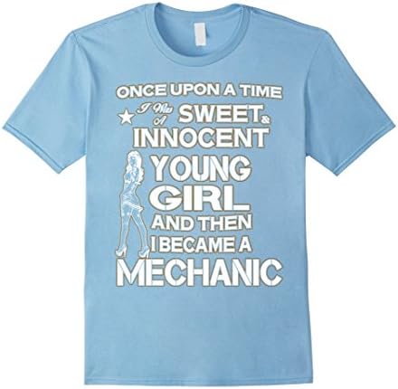 Men's I Was A Young Girl, I Became A Mechanic - Mechanic Shirt 2XL Baby Blue