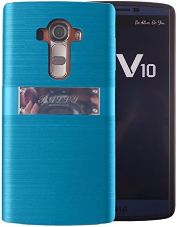 [Shockproof] Credit Card Case [Dual Layer] Protective Hybrid Case [Kickstand] with One Card Slot Wallet For LG V10 (Bumper - Sky)