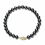 14k Yellow Gold Dyed Peacock Black Freshwater Cultured Pearl AA Grade 5.5-6mm Bracelet, 7.25