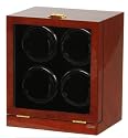 Four Watch Winder Mahogany Wood w/LCD Dispaly