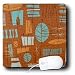 Lee Hiller Designs 50s Retro Print - Retro 50s Atomic Tiki Print Bronze Turquoise - Mouse Pads