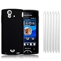 SONY ERICSSON XPERIA RAY BLACK SILICONE SKIN CASE / COVER / SHELL + 6-IN-1 SCREEN PROTECTOR PACK PART OF THE QUBITS ACCESSORIES RANGE